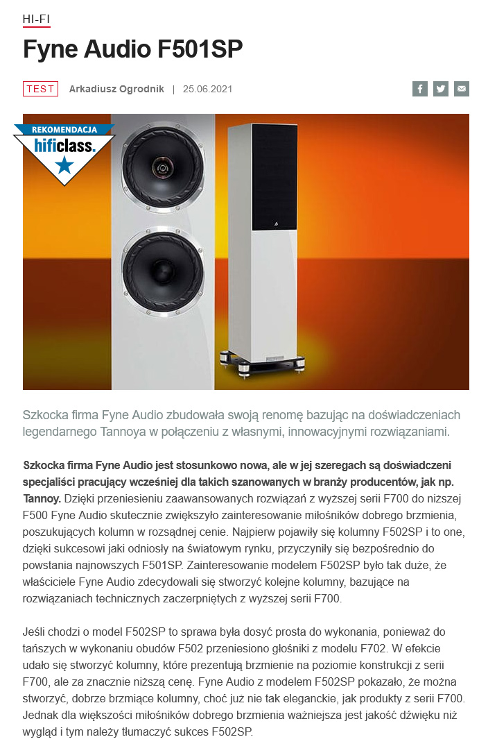 Test Fyne Audio F501SP